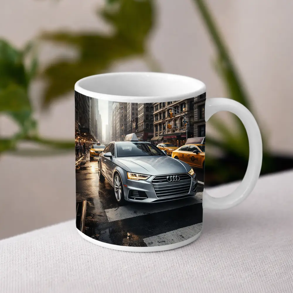Audi A4 Silver Sedan New York City Street – Mugs