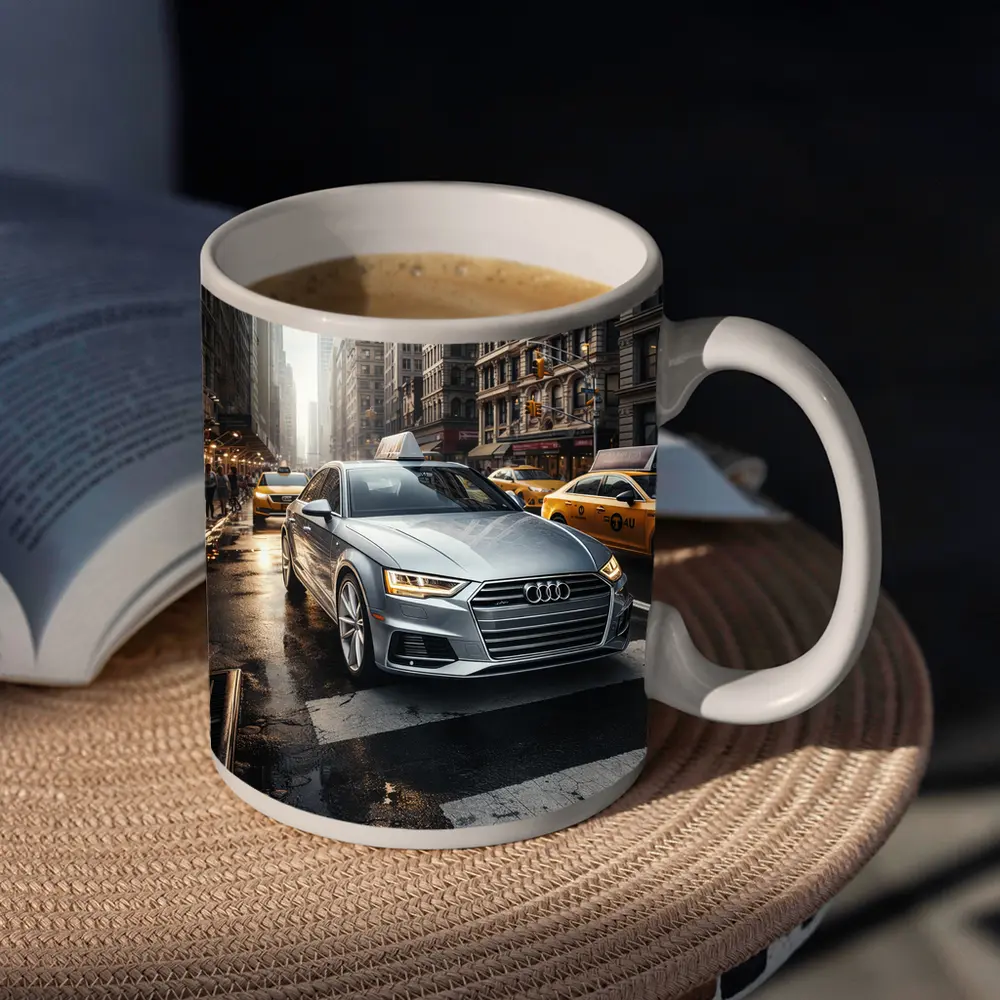 Audi A4 Silver Sedan New York City Street – Mugs