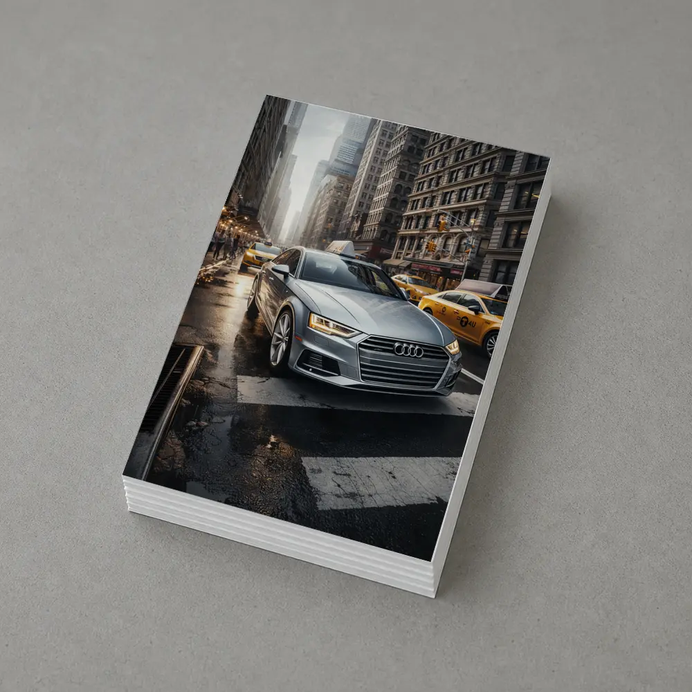Audi A4 Silver Sedan New York City Street – Postcards