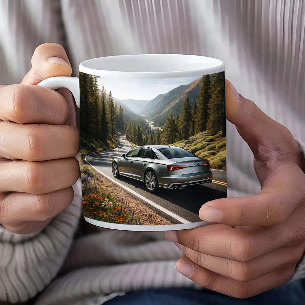 Audi A6 Silver Sedan Mountain Road Drive – Mugs