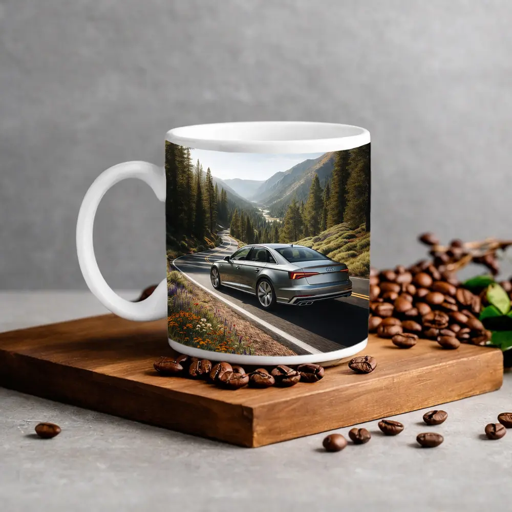 Audi A6 Silver Sedan Mountain Road Drive – Mugs