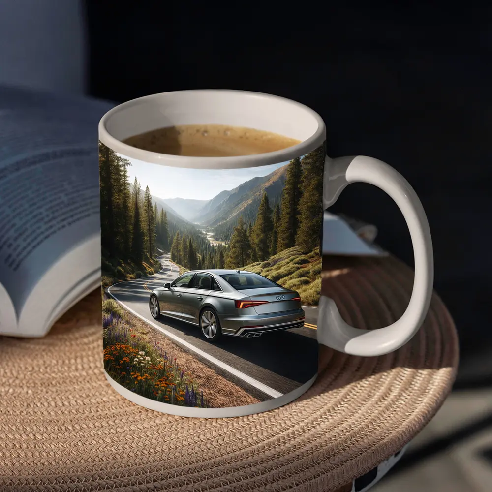 Audi A6 Silver Sedan Mountain Road Drive – Mugs