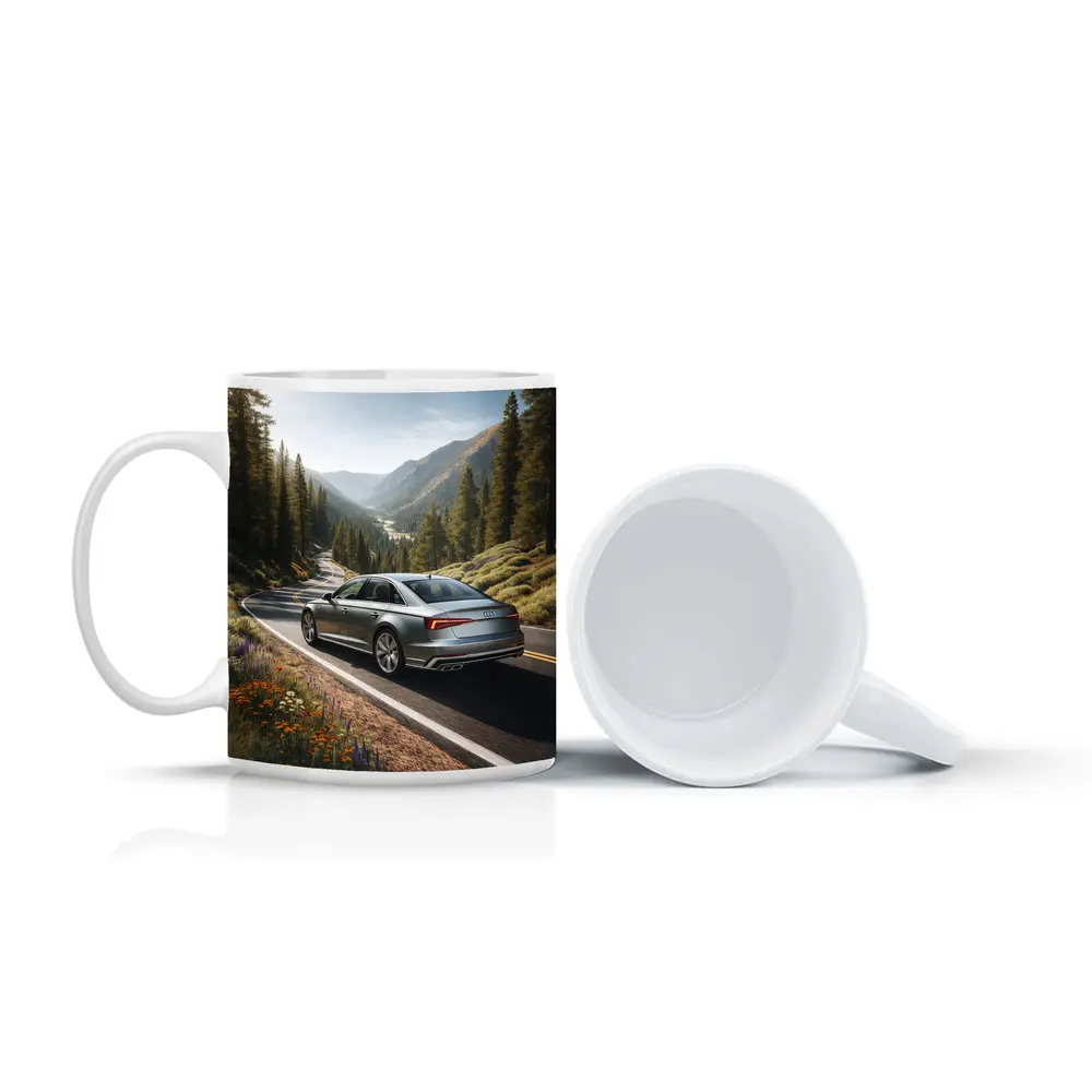 Audi A6 Silver Sedan Mountain Road Drive – Mugs