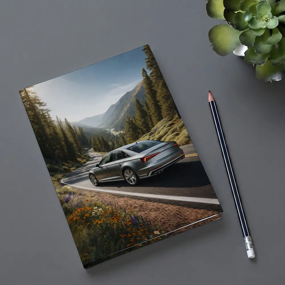 Audi A6 Silver Sedan Mountain Road Drive – Notebooks
