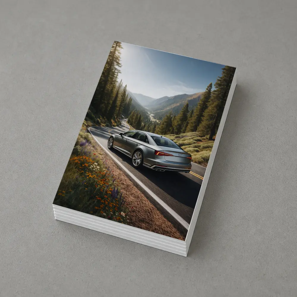 Audi A6 Silver Sedan Mountain Road Drive – Postcards