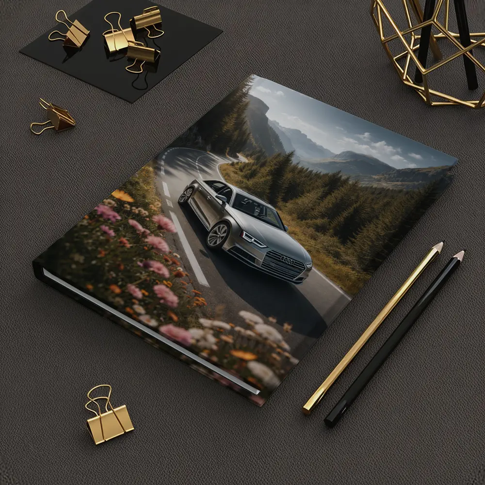 Audi A4 Sedan on Mountain Forest Road – Notebooks