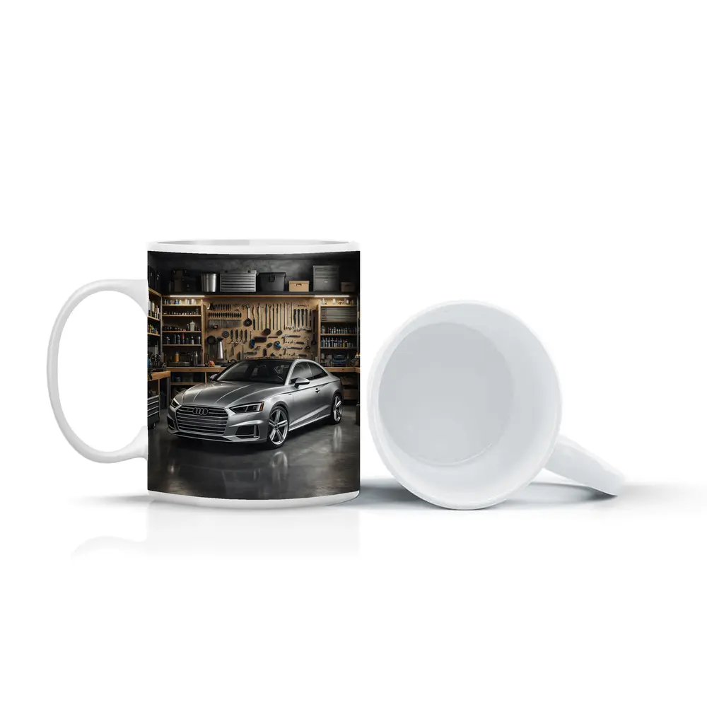 Audi A5 Parked Inside Workshop Garage – Mugs