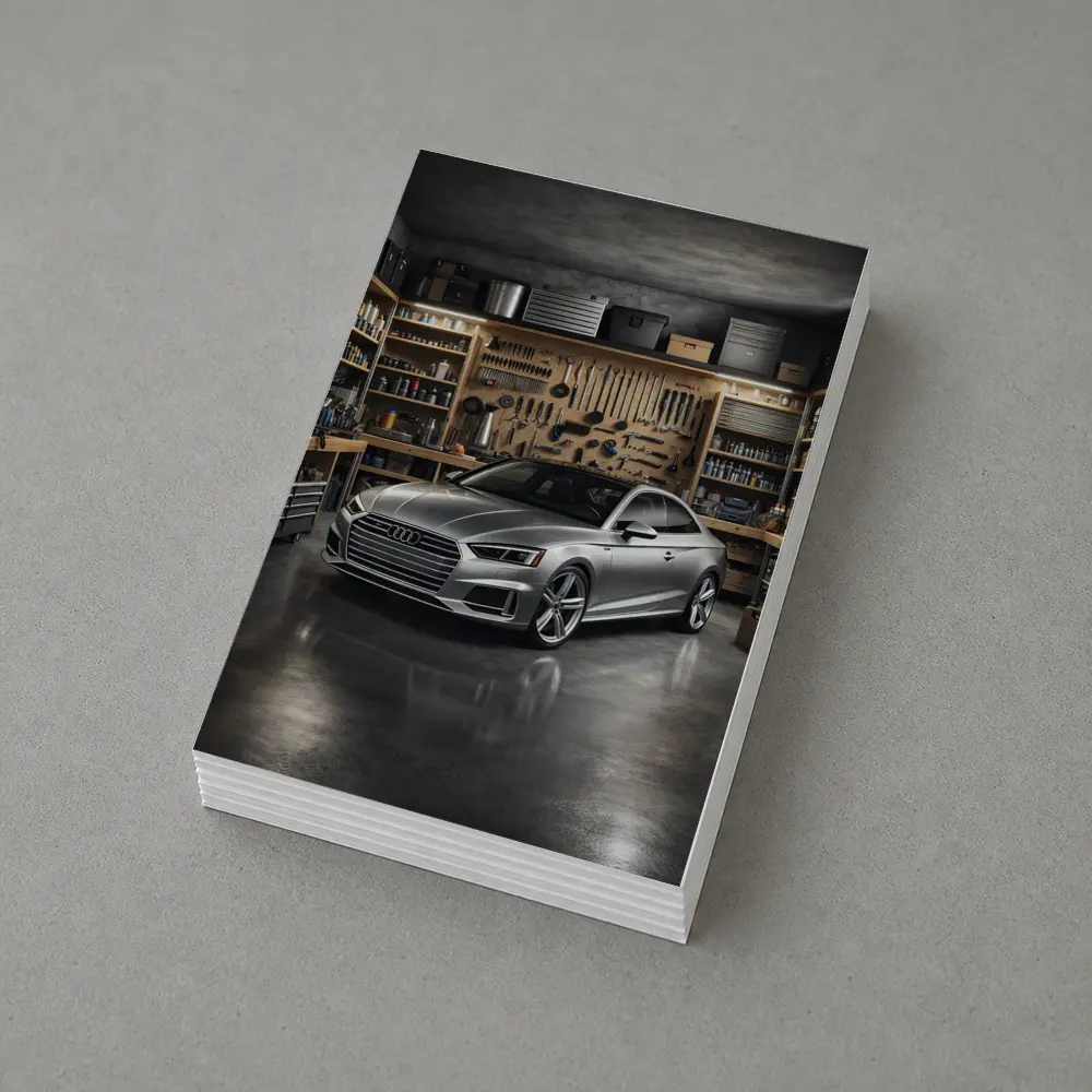 Audi A5 Parked Inside Workshop Garage – Postcards