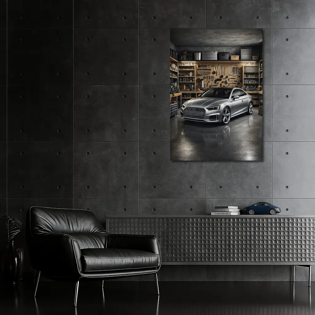 Audi A5 Parked Inside Workshop Garage – Wall Art