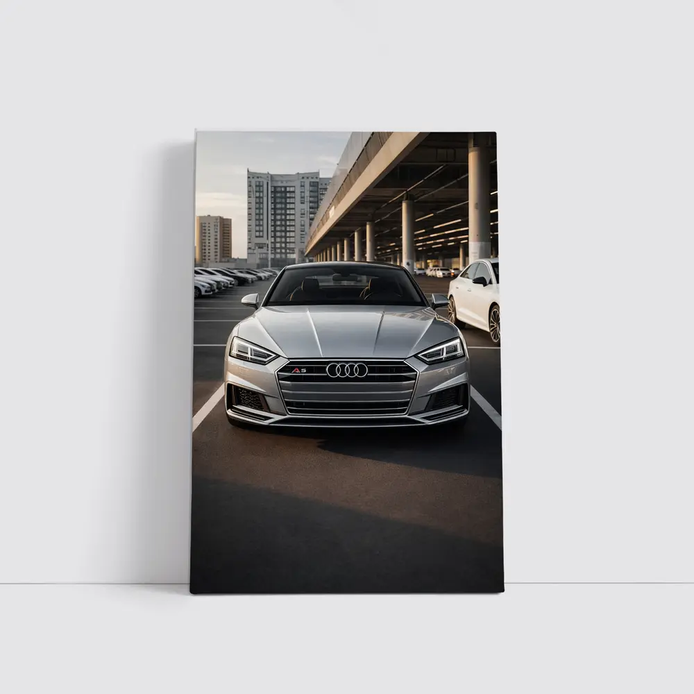 Audi A5 Silver Front View Parking Lot – Wall Art