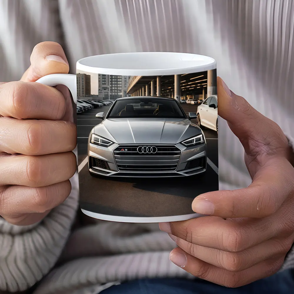 Audi A5 Silver Front View Parking Lot – Mugs