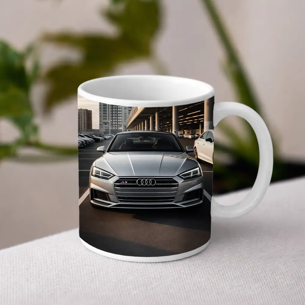 Audi A5 Silver Front View Parking Lot – Mugs