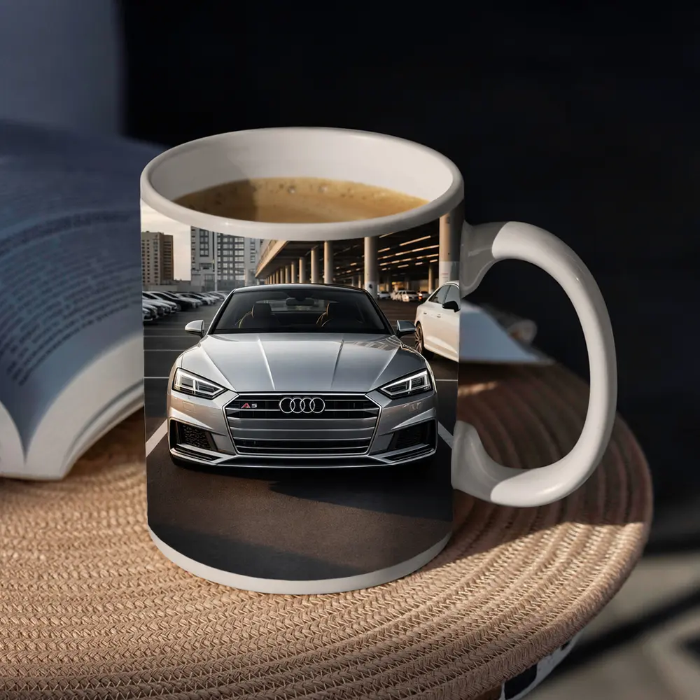 Audi A5 Silver Front View Parking Lot – Mugs