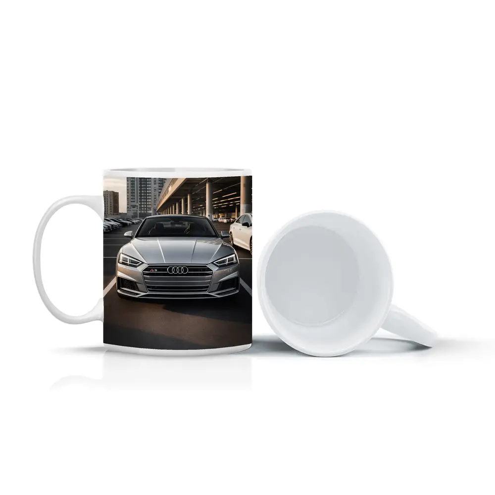 Audi A5 Silver Front View Parking Lot – Mugs