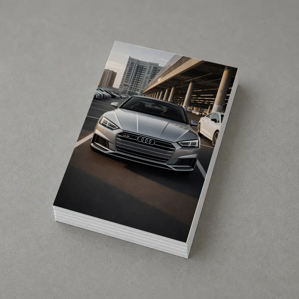 Audi A5 Silver Front View Parking Lot – Postcards