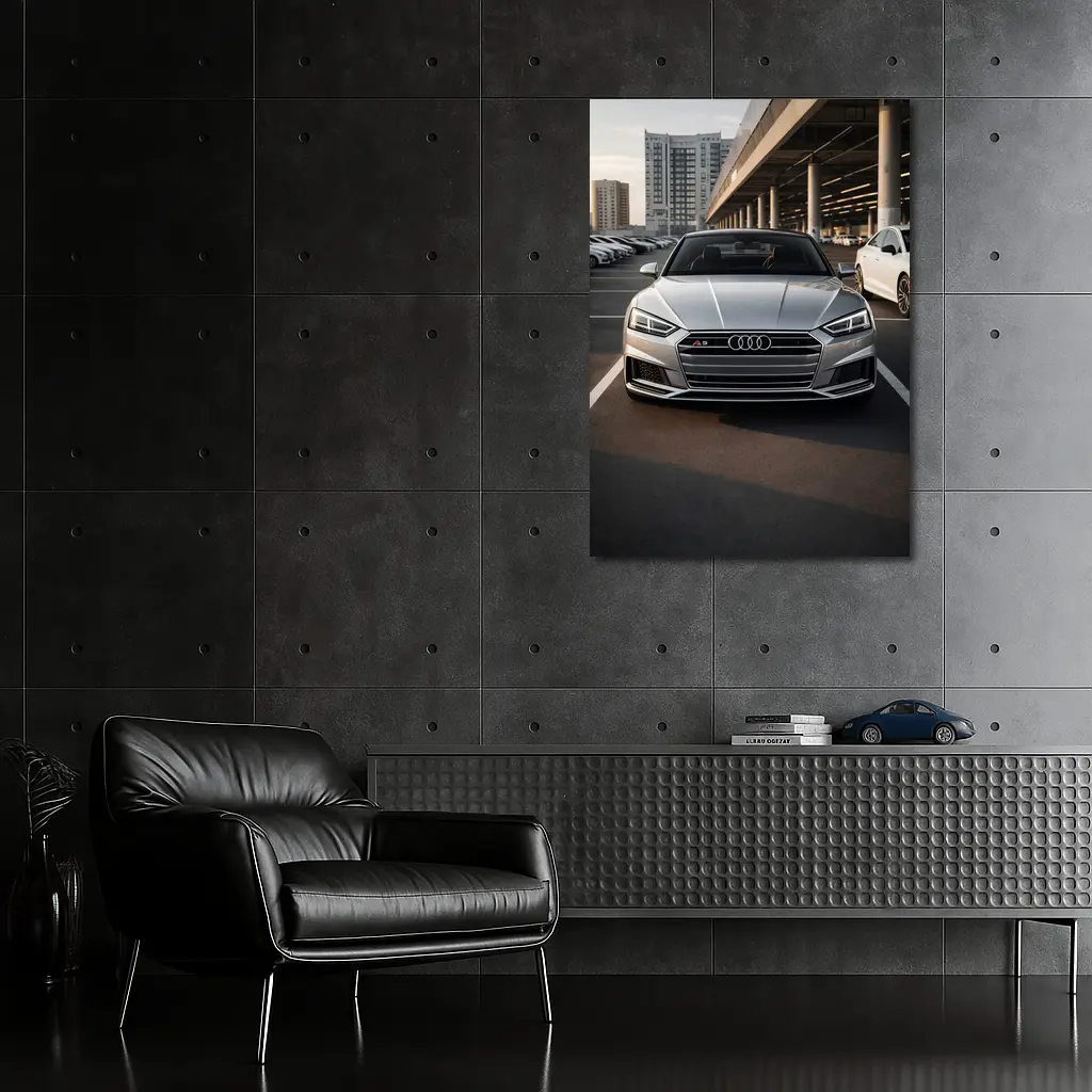 Audi A5 Silver Front View Parking Lot – Wall Art