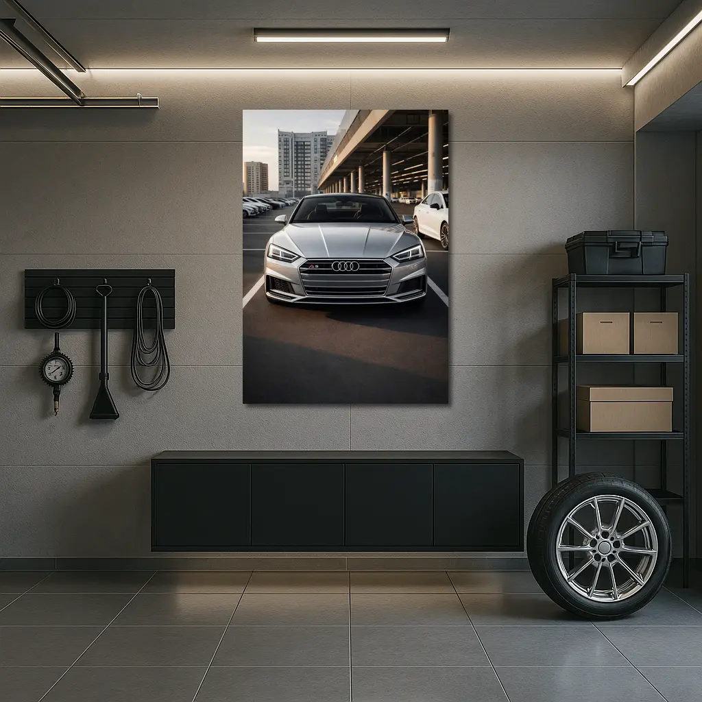 Audi A5 Silver Front View Parking Lot – Wall Art