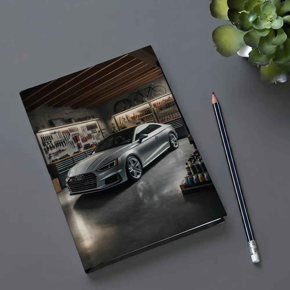 Audi A5 Silver Coupe Parked In Garage – Notebooks