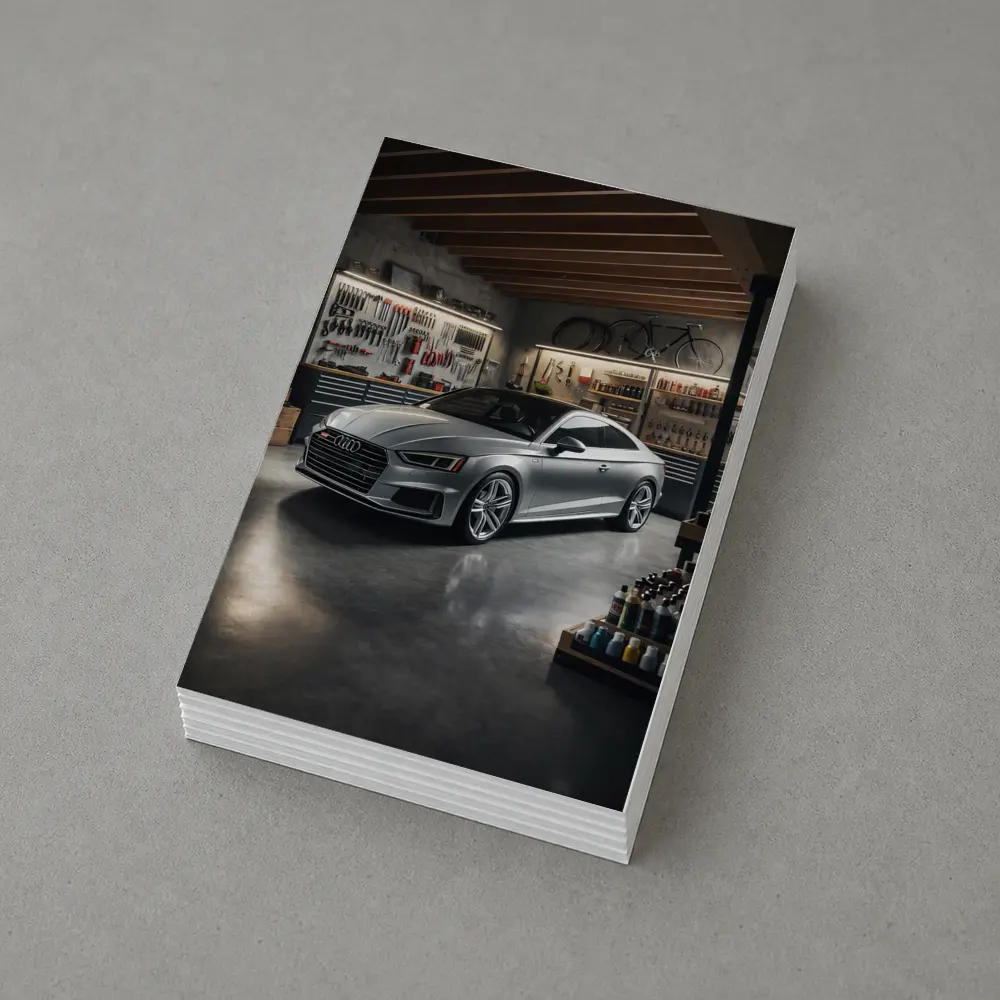 Audi A5 Silver Coupe Parked In Garage – Postcards