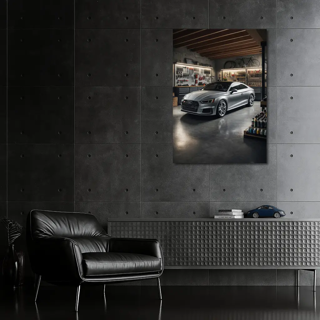 Audi A5 Silver Coupe Parked In Garage