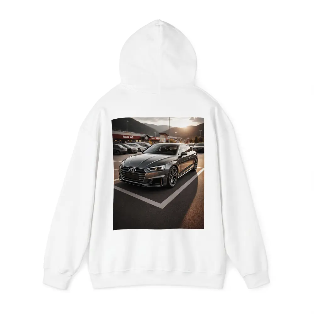 Audi A5 Parked at Sunset Mountains – Hoodies