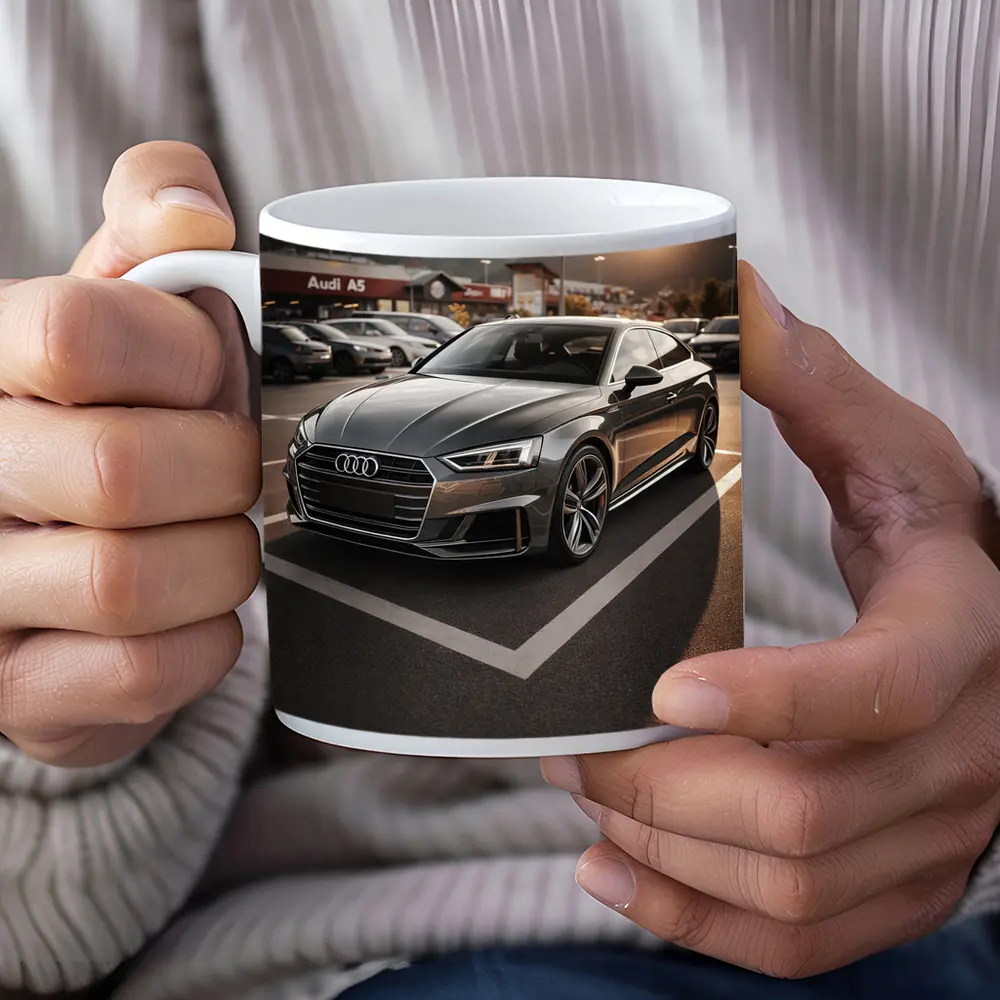 Audi A5 Parked at Sunset Mountains – Mugs