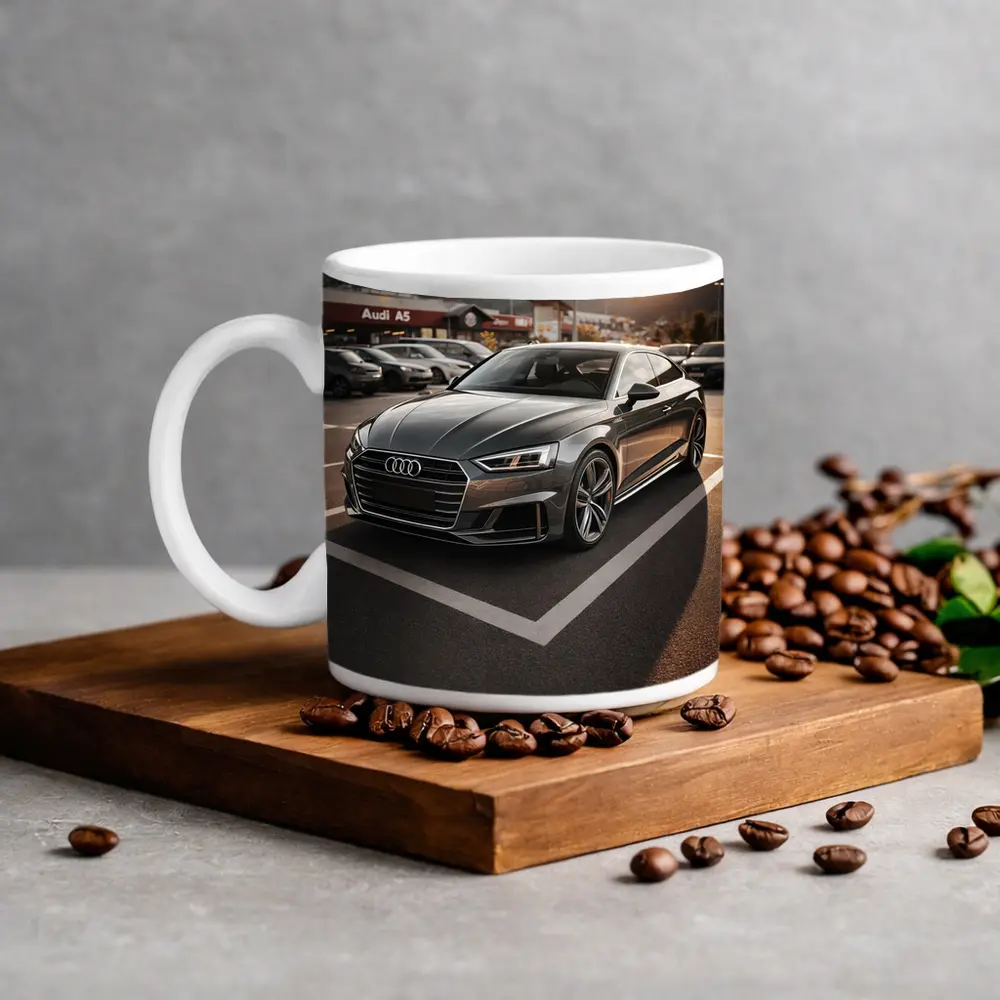 Audi A5 Parked at Sunset Mountains – Mugs