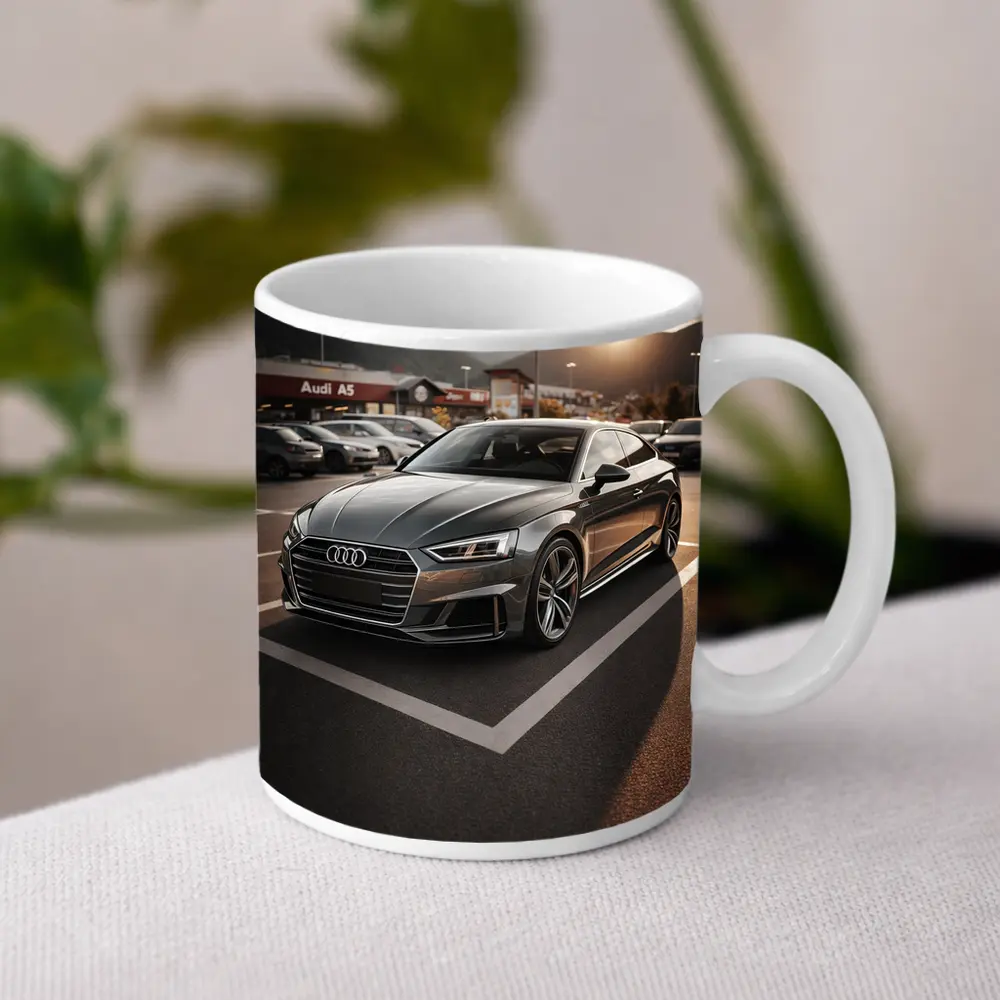 Audi A5 Parked at Sunset Mountains – Mugs