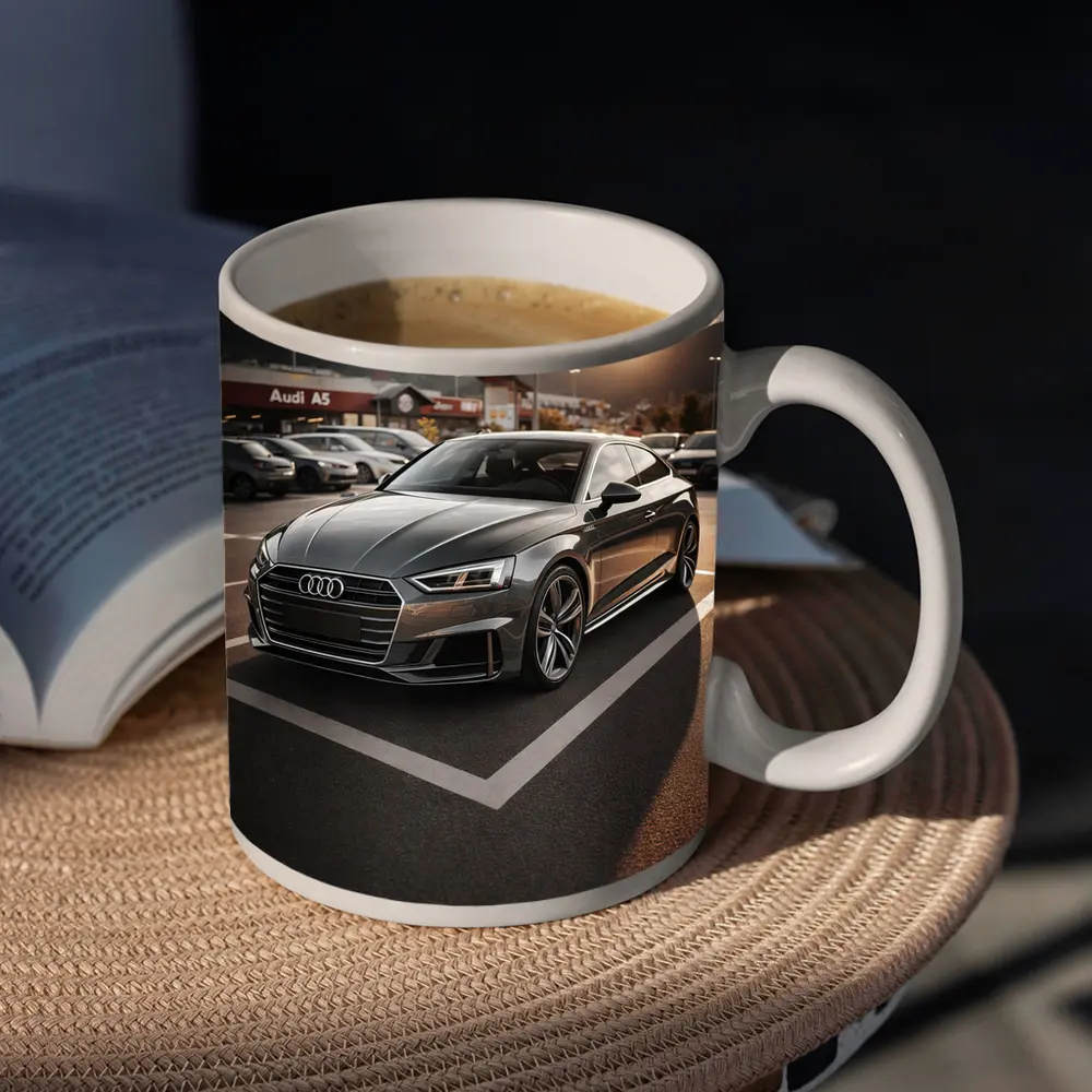 Audi A5 Parked at Sunset Mountains – Mugs