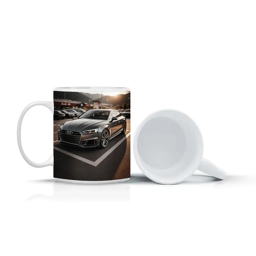 Audi A5 Parked at Sunset Mountains – Mugs