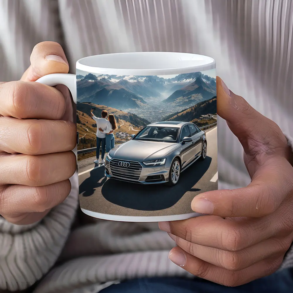 Audi A6 Silver Sedan Mountain Road – Mugs