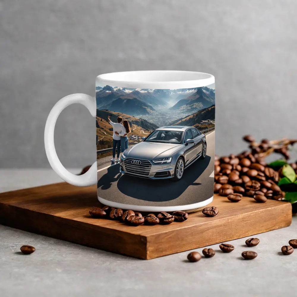 Audi A6 Silver Sedan Mountain Road – Mugs