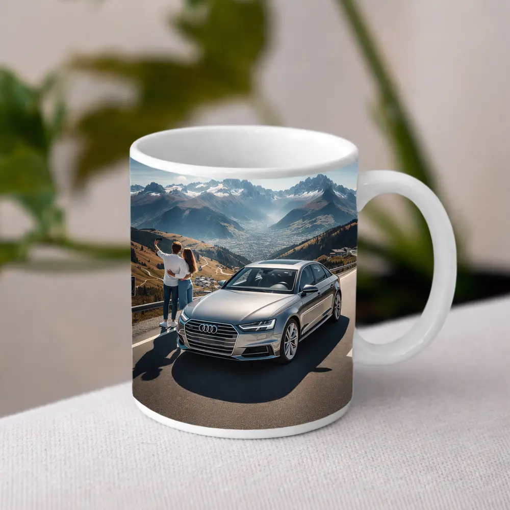 Audi A6 Silver Sedan Mountain Road – Mugs