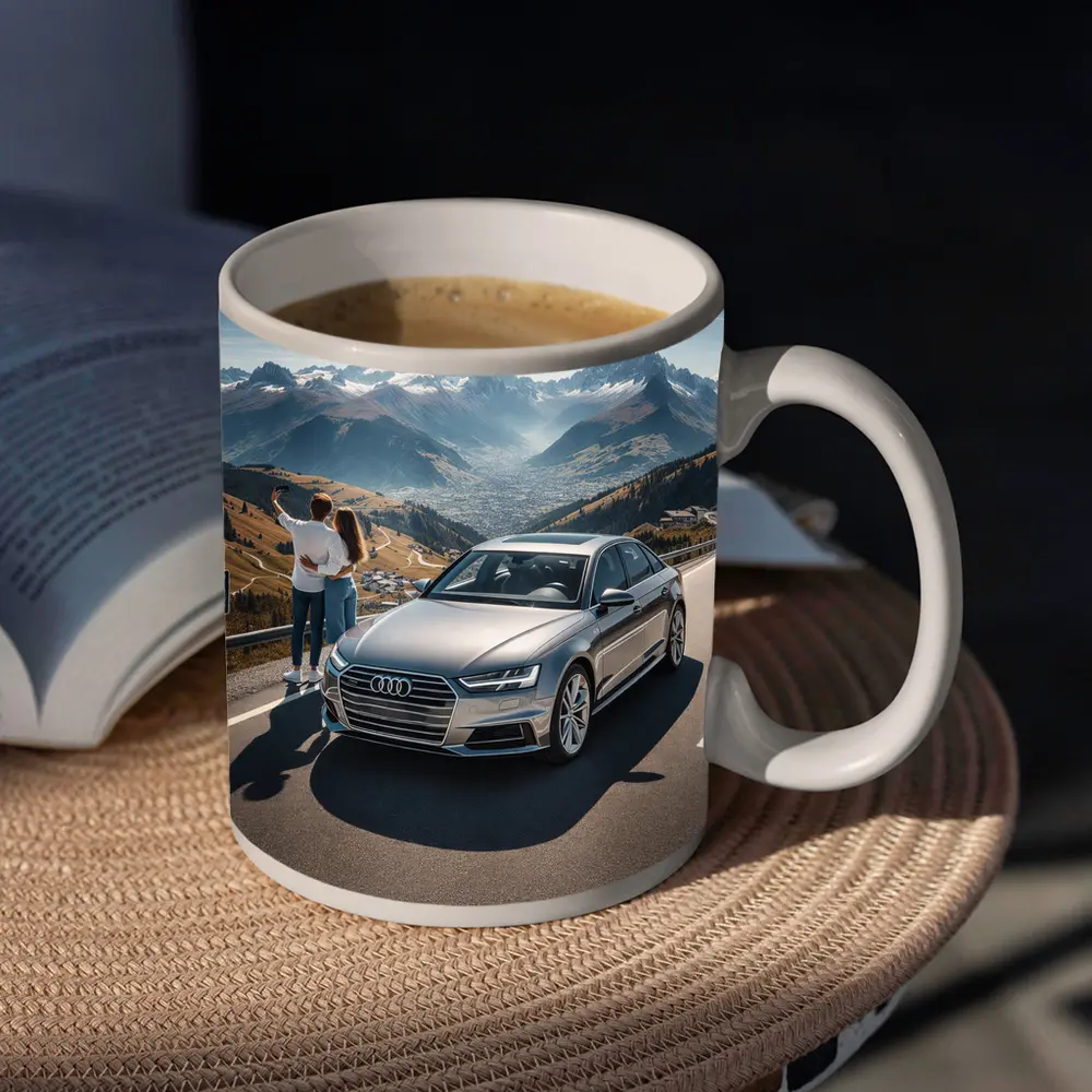 Audi A6 Silver Sedan Mountain Road – Mugs