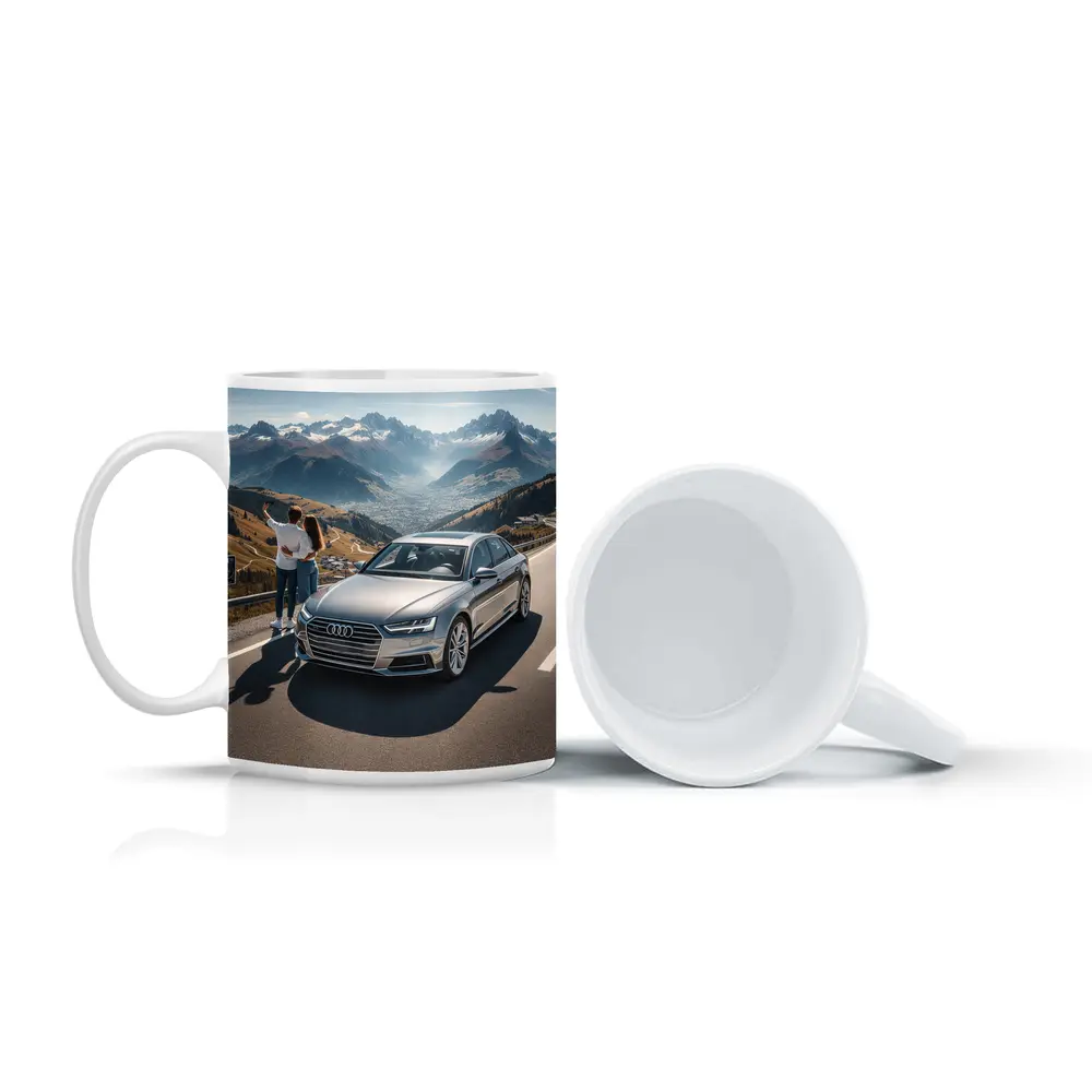 Audi A6 Silver Sedan Mountain Road – Mugs