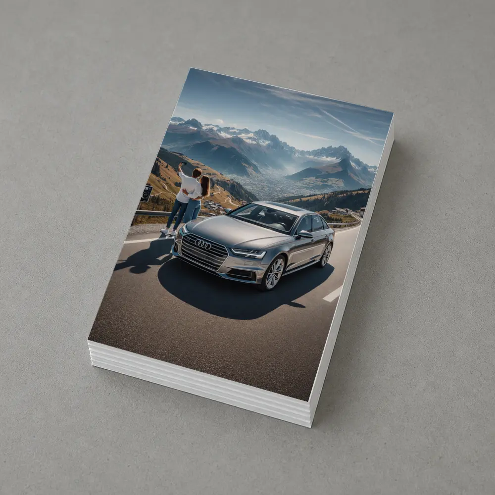 Audi A6 Silver Sedan Mountain Road – Postcards