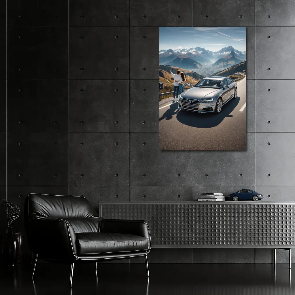 Audi A6 Silver Sedan Mountain Road – Wall Art