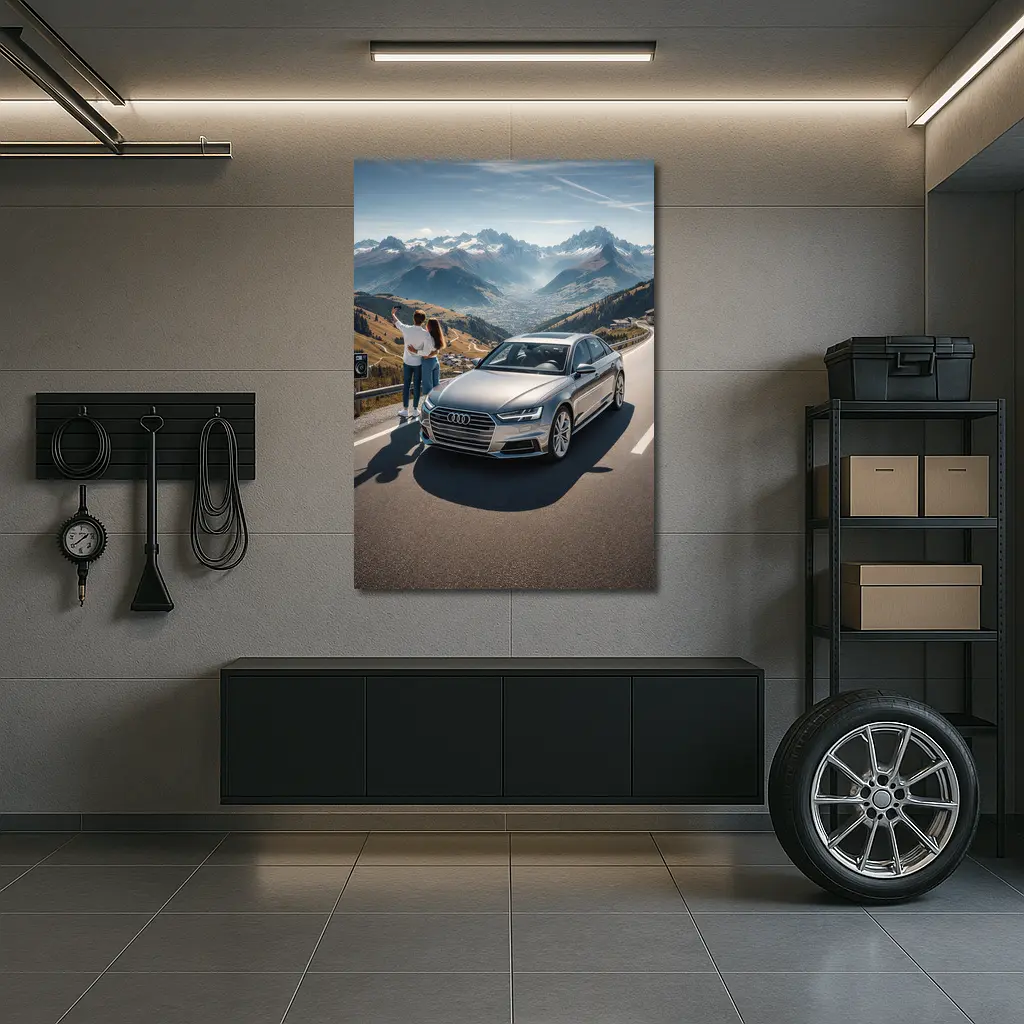 Audi A6 Silver Sedan Mountain Road – Wall Art