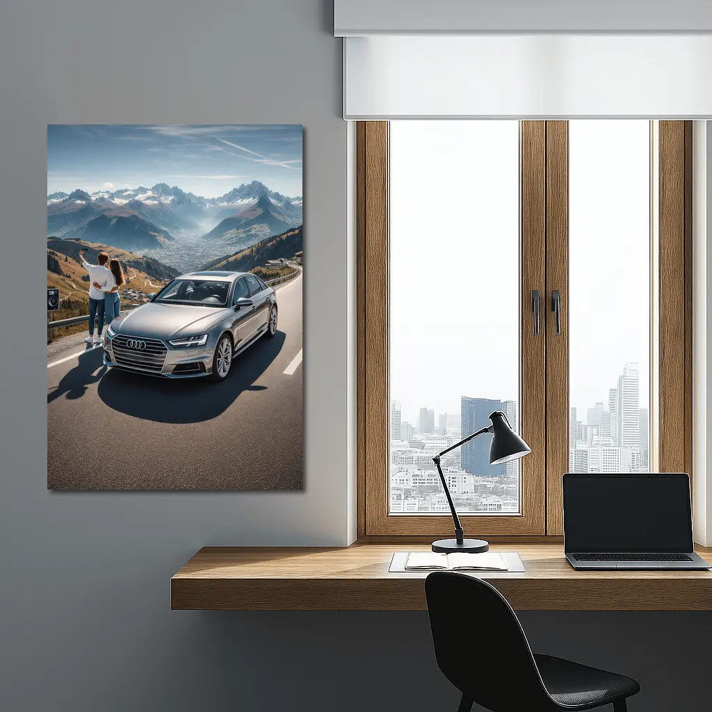 Audi A6 Silver Sedan Mountain Road – Wall Art