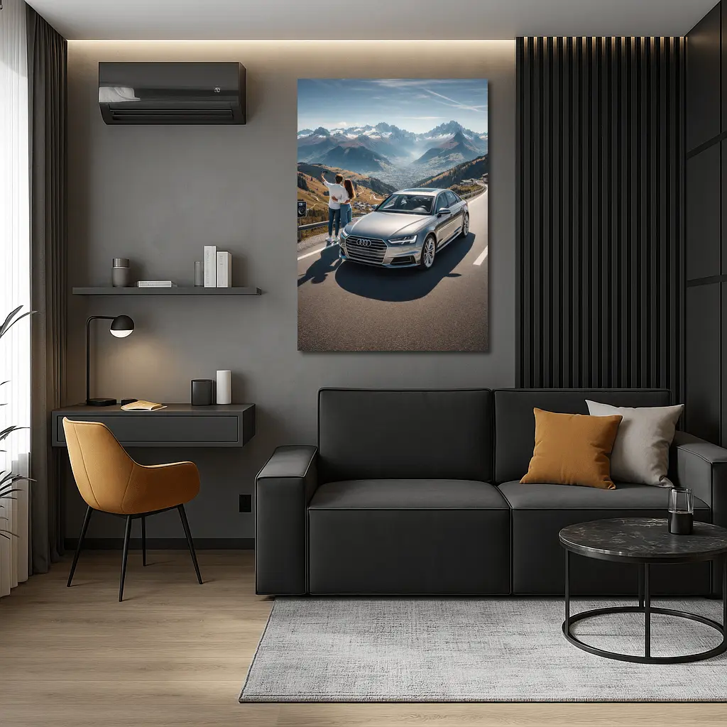 Audi A6 Silver Sedan Mountain Road – Wall Art
