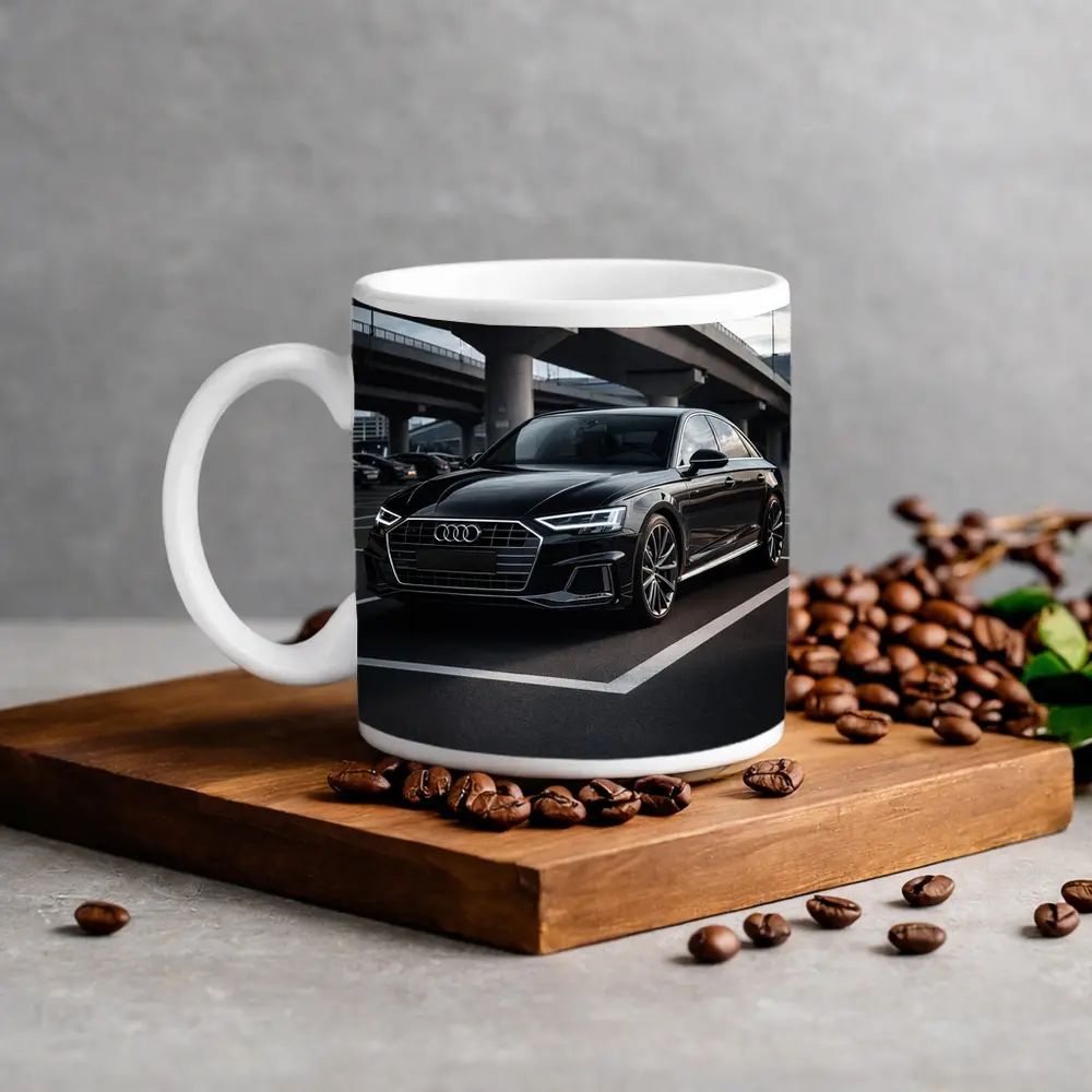 Audi A8 Black Sedan Urban Overpass Setting – Mugs