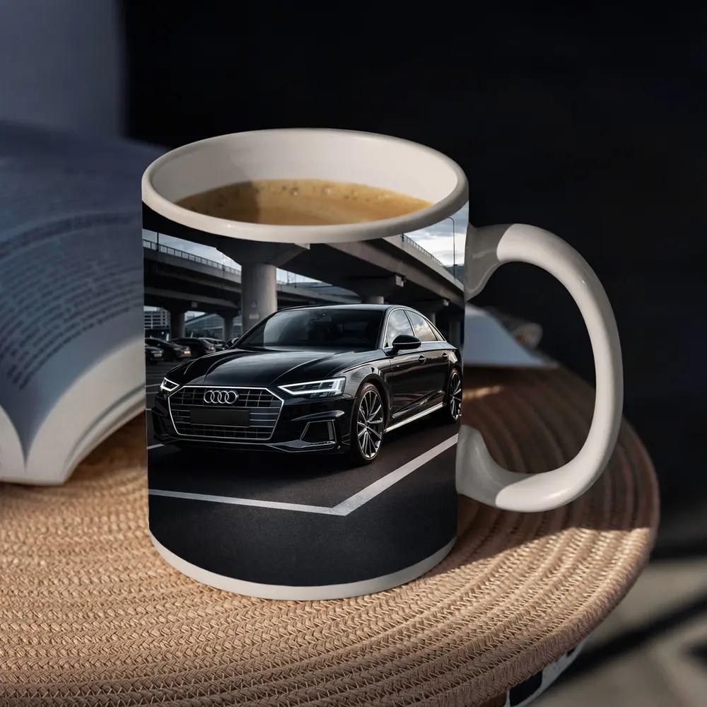Audi A8 Black Sedan Urban Overpass Setting – Mugs