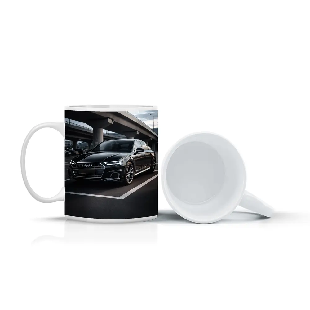 Audi A8 Black Sedan Urban Overpass Setting – Mugs