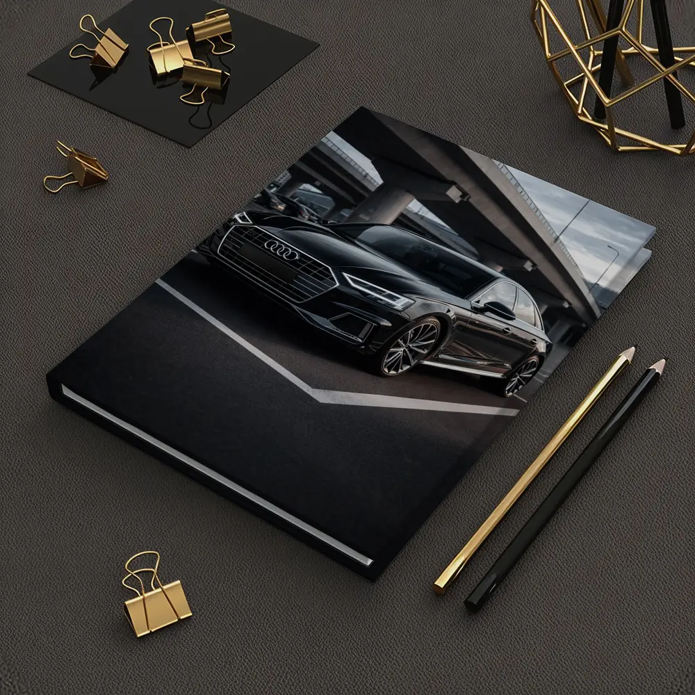 Audi A8 Black Sedan Urban Overpass Setting – Notebooks