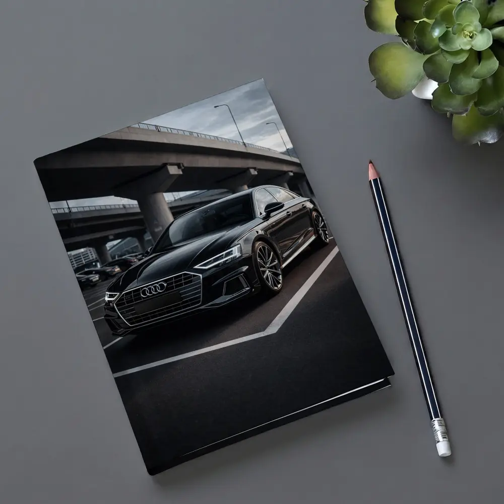 Audi A8 Black Sedan Urban Overpass Setting – Notebooks