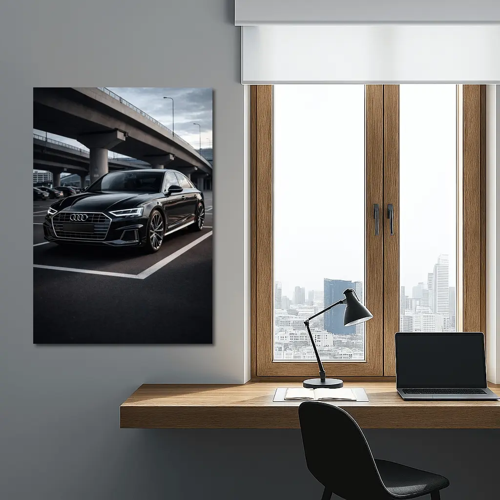 Audi A8 Black Sedan Urban Overpass Setting – Wall Art