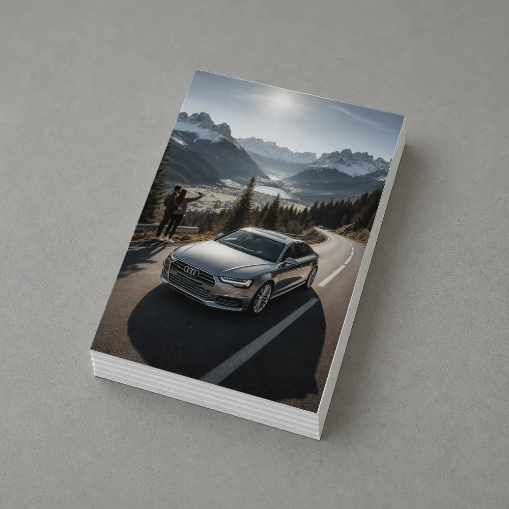 Audi A6 Silver Sedan Mountain Alpine Road – Postcards
