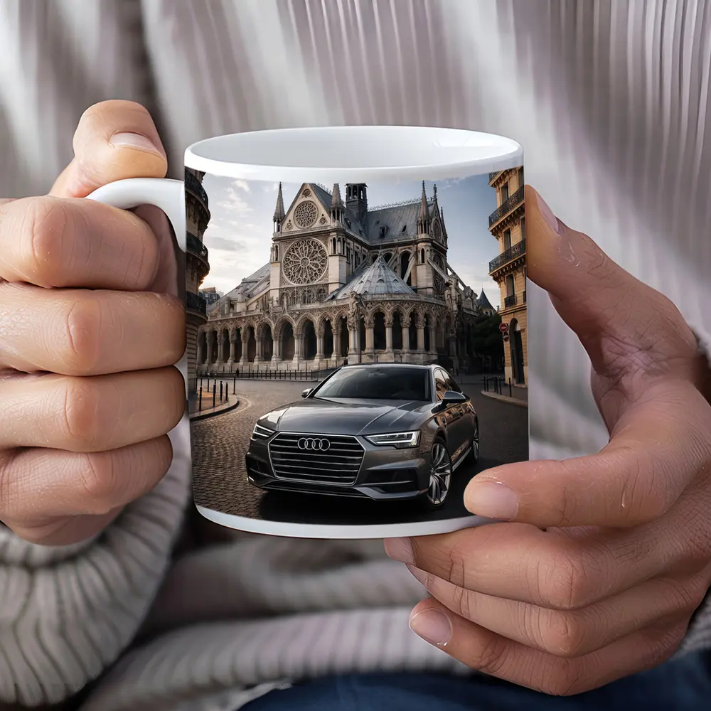 Audi A6 Parked Before Notre Dame Paris – Mugs