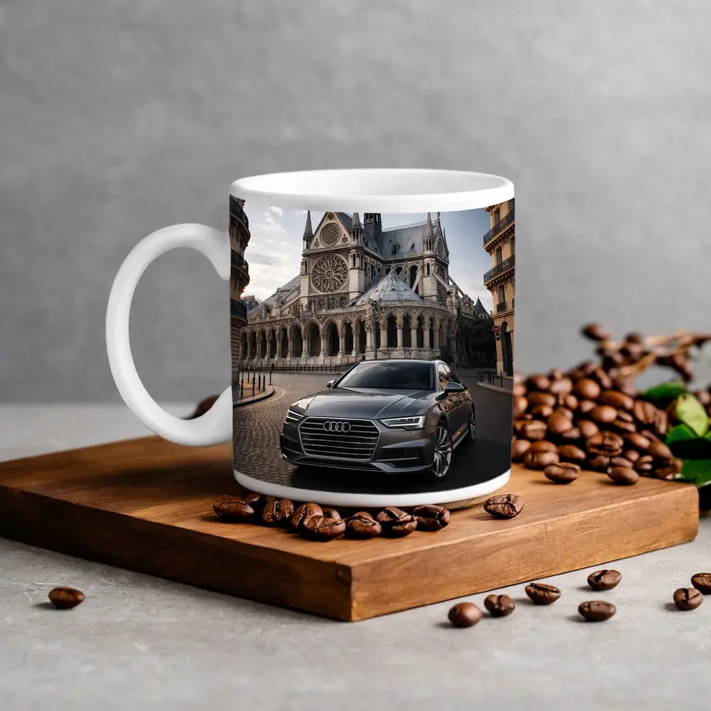 Audi A6 Parked Before Notre Dame Paris – Mugs