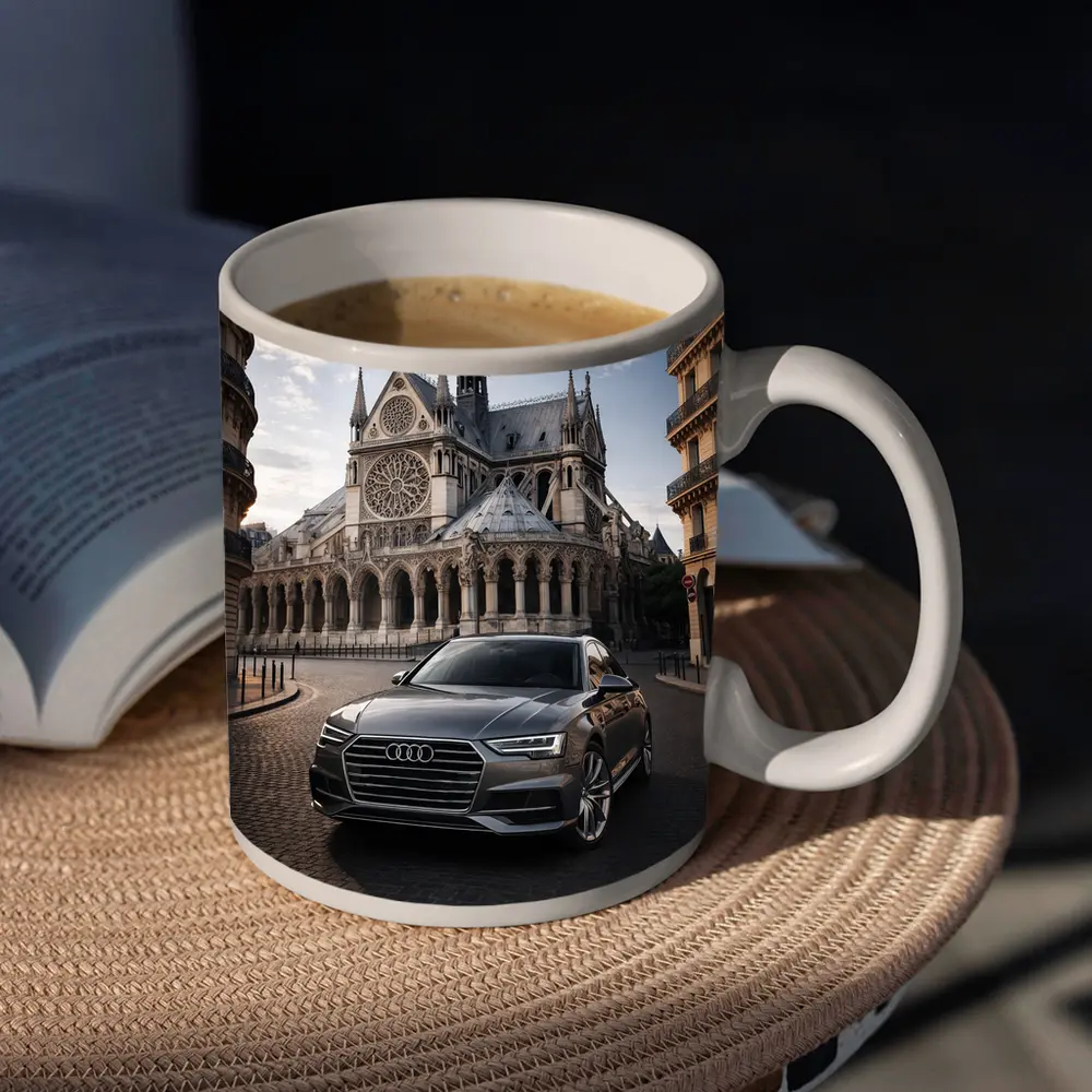 Audi A6 Parked Before Notre Dame Paris – Mugs